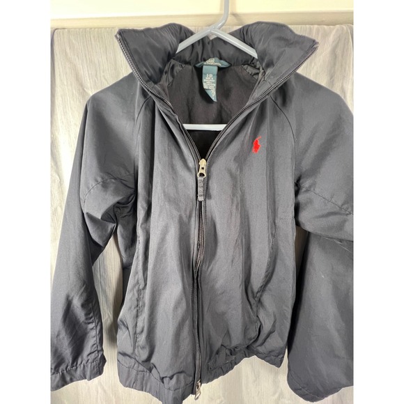 Polo Ralph Lauren Boys Navy Blue Full Zip Lined Windbreaker Jacket Red Pony S 8